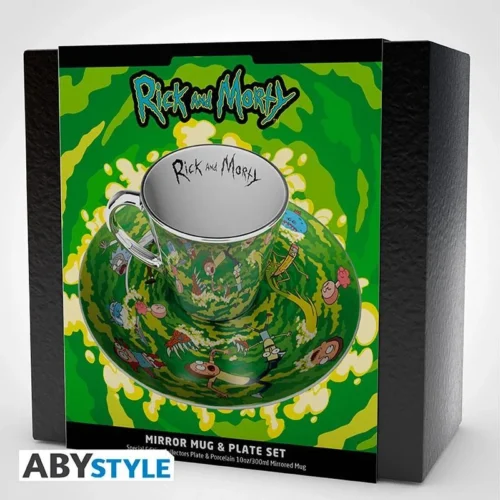 Alternative view of Комплект ABYSTYLE RICK AND MORTY Mirror mug and plate set Portal, Чаша, Подложка