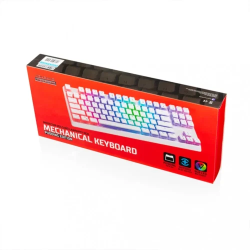 MODECOM Mechanical keyboard RGB Pudding edition бял