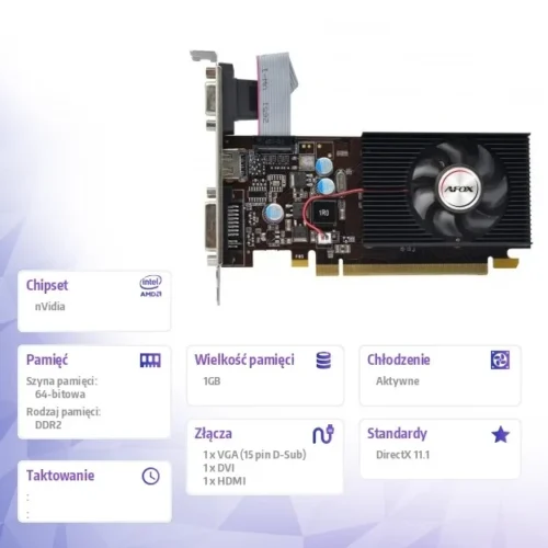 AFOX видео карта Geforce GT210 1GB DDR2 64Bit DVI HDMI VGA LP Fan V7