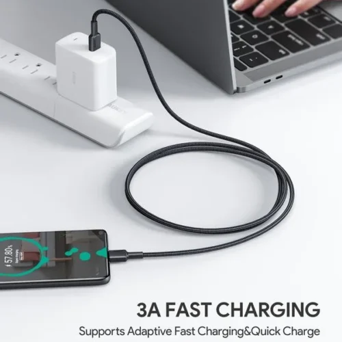 Alternative view of AUKEY CB-CC03 OEM ultra fast nylon Quick Charge USB C - USB C | 0.3m | 5Gbps | 60W PD | 20V