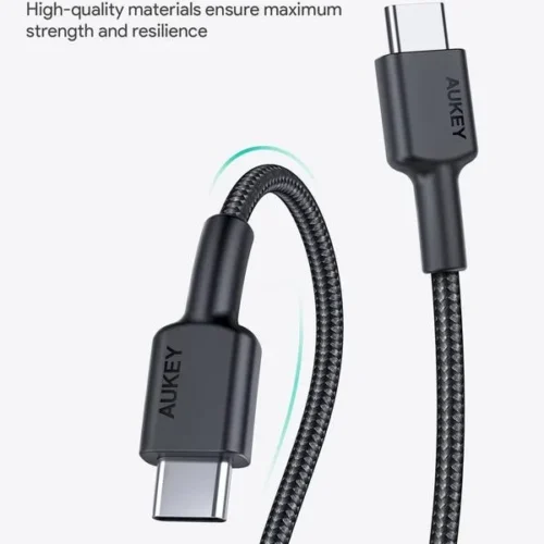 AUKEY CB-CC2 OEM ultrafast nylon Quick Charge USB C – USB C | 2m | 5Gbps | 60W PD |