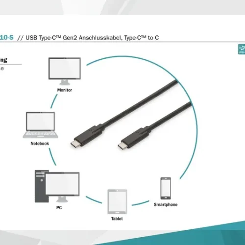 Digitus кабел за връзка USB 3.1 Gen.2 SuperSpeed + 10Gbps USB Type C / USB C M / M