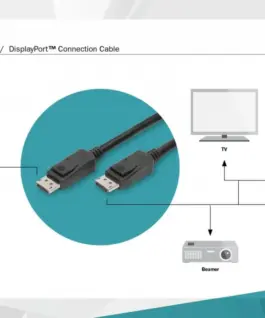 Digitus кабел за връзка Displayport K 30Hz UHD Typ DP/DP M/M черен