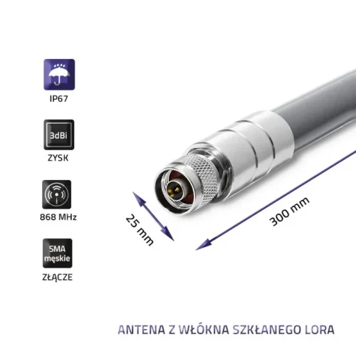 Alternative view of Qoltec LoRa antenna 3dBi, outdoor