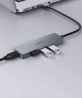 Alternative view of AUKEY HUB CB-H3 USB-A aluminum | Ultra Slim | 4w1 | 4xUSB 3.0 | 5Gbps