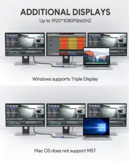 Alternative view of AUKEY HUB CB-C78 aluminum USB-C | 12w1 | RJ45 Ethernet 10/100/1000Mbps | 2xUSB 3.1 | 2xUSB 2.0 | 2xHDMI 4k@30Hz | VGA | SD i microSD | USB-C | USB-C