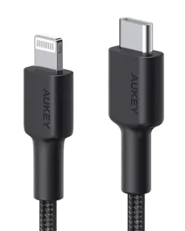 AUKEY кабел CB-CL03 черен nylon Lightning-USB C | 2m | USB Power Delivery USB-PD | certificate MFi