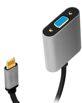 Alternative view of LogiLink USB-C to VGA адаптер, 1080p, alu, 0.15m