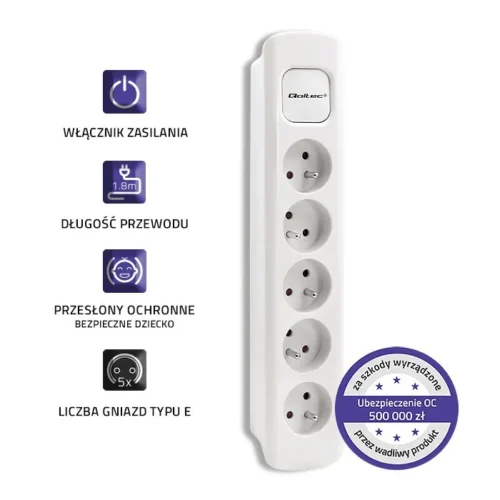 Qoltec Power strip 5 sockets