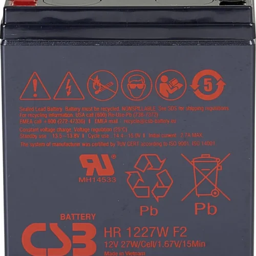 CSB AGM Battery 27W@15min F2 6.5Ah 3-5y HR1227WF2