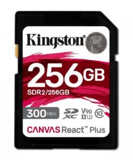 Kingston памет card SD 256GB Canvas React Plus 300/260 UHS-II U3