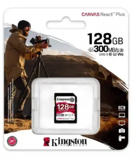 Kingston памет card SD 128GB Canvas React Plus 300/260 UHS-II U3