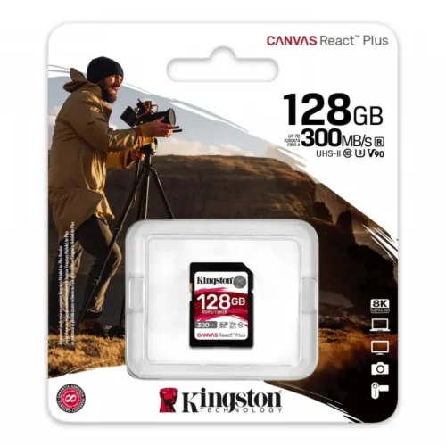 Kingston памет card SD 128GB Canvas React Plus 300/260 UHS-II U3