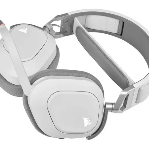 Corsair Wireless headset HS80 RGB Gaming Spatial Audio бял