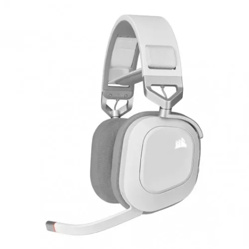 Corsair Wireless headset HS80 RGB Gaming Spatial Audio бял