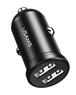 USAMS зарядно за кола 2xUSB 2,4A черен