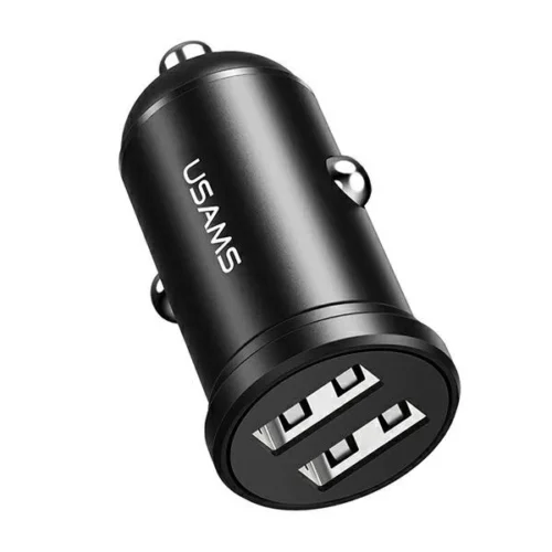 USAMS зарядно за кола 2xUSB 2,4A черен