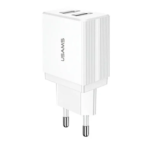 USAMS зарядно 2xUSB T24 2,1A бял Only Head