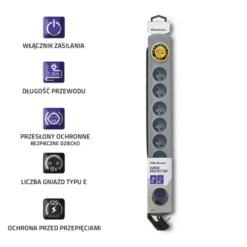 Qoltec Surge protertor Quick Switch 8 sockets 1