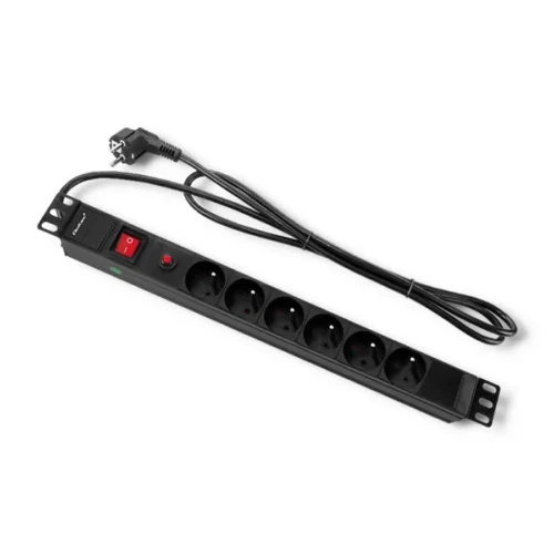 Qoltec Power strip for RACK 19cali | 1U | 6A | PDU 6xSCHUKO | 2m