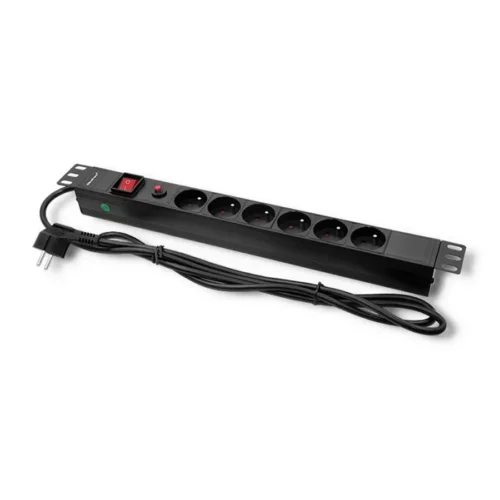 Qoltec Power strip for RACK 19cali | 1U | 6A | PDU 6xSCHUKO | 2m