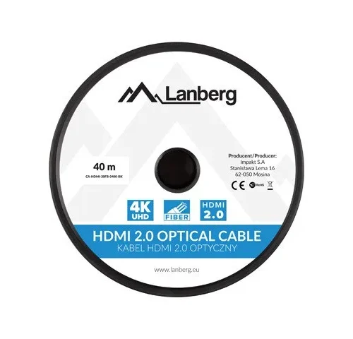 Lanberg кабел HDMI M/M v2.0 CA-HDMI-20FB-0400-BK 40m черен