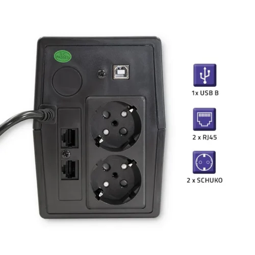 Alternative view of Qoltec Uninterrupitible захранващ блок, 650VA, 360W, LC