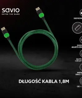 Alternative view of Savio кабел HDMI GCL-03 1.8m, v2.0, braid зелен