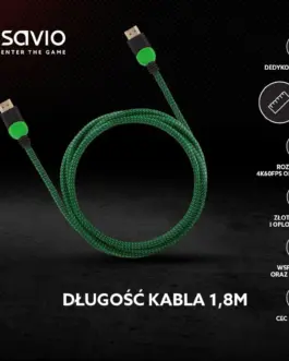 Alternative view of Savio кабел HDMI GCL-03 1.8m, v2.0, braid зелен