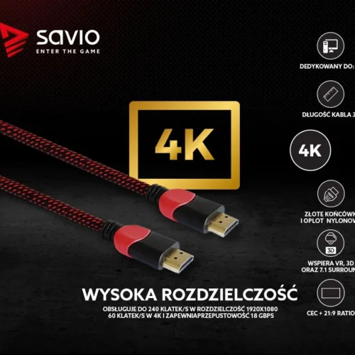 Savio кабел HDMI GCL-04 3m