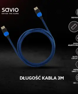 Alternative view of Savio кабел HDMI GCL-05 3m, v2.0, braid blue
