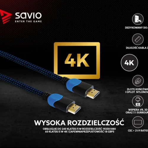 Savio кабел HDMI GCL-05 3m