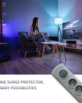 Alternative view of Qoltec Surge protector Quick Switch 4 sockets 1,5m gray