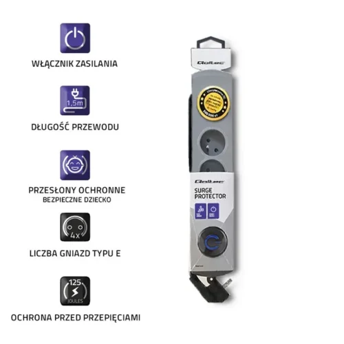 Qoltec Surge protector Quick Switch 4 sockets 1