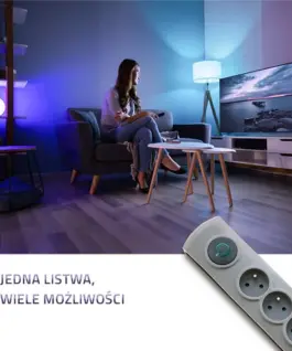 Alternative view of Qoltec Surge protector Quick Switch 4socket 2,5m gray