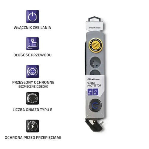 Qoltec Surge protector Quick Switch 4socket 2