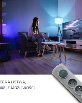 Alternative view of Qoltec Surge protector Quick Switch 8 socket 3m gray