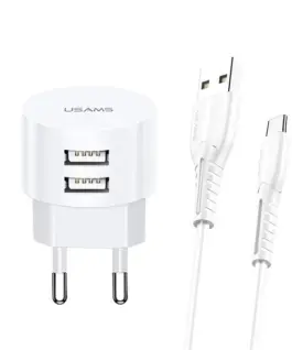 USAMS зарядно T20 2xUSB 2,1A microUSB
