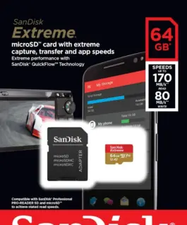 Alternative view of SanDisk Extreme microSDXC 64GB 170/80 MB/s A2 V30 U3