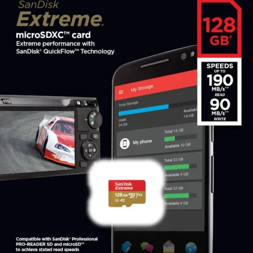 Alternative view of SanDisk Extreme microSDXC 128GB 190/90 MB/s A2 V30 U3