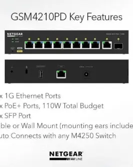 Alternative view of Netgear Switch 8xGE PoE+ 1xSFP GSM4210PD
