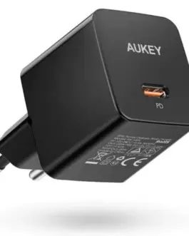 AUKEY Mini мрежово зарядно PA-Y20S черен 1xUSB-C 20W PD Power Delivery