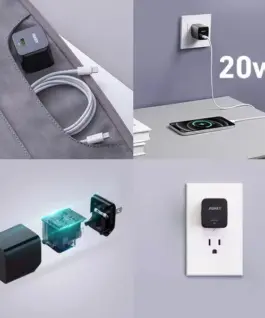 Alternative view of AUKEY Mini мрежово зарядно PA-Y20S черен 1xUSB-C 20W PD Power Delivery