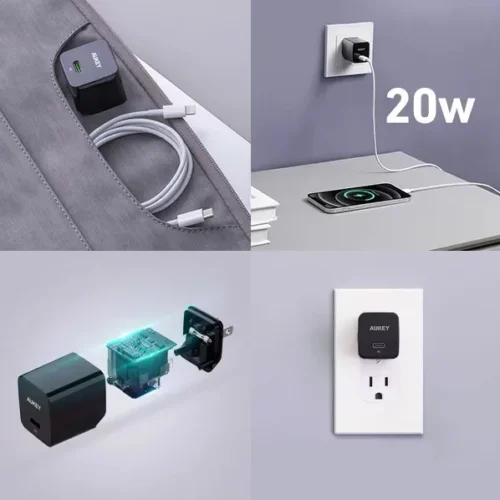 AUKEY Mini мрежово зарядно PA-Y20S черен 1xUSB-C 20W PD Power