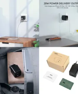 AUKEY Mini мрежово зарядно PA-Y20S черен 1xUSB-C 20W PD Power