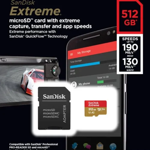 Alternative view of SanDisk Extreme microSDXC 512GB 190/130 MB/s A2 V30 U3