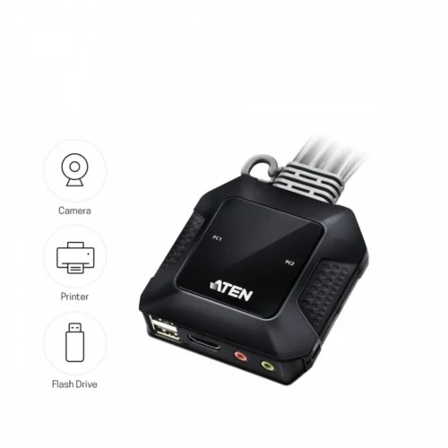 ATEN 2-Port USB 4K HDMI кабел KVM Switch with Remote Port Selector