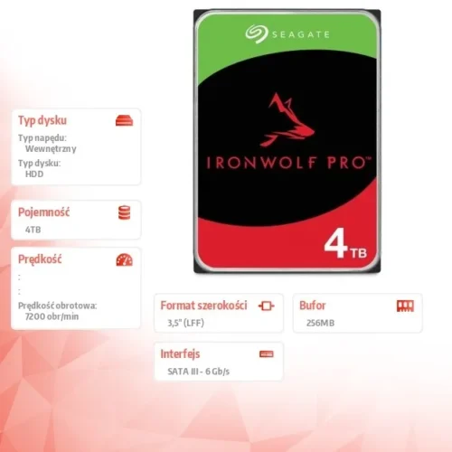 Alternative view of Seagate Disc IronWolfPro 4TB 3.5 256MB ST4000NT001