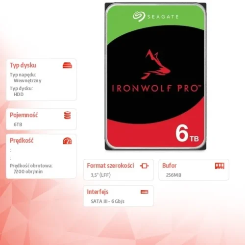Alternative view of Seagate Disc IronWolfPro 6TB 3.5 256MB ST6000NT001