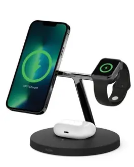 Belkin BOOST CHARGE PRO 3-in-1 wireless charging cradle MagSafe черен